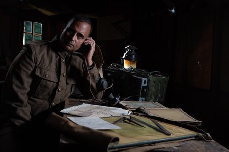 Captain Anis Khan (played by Shammi Aulakh) is pictured in a historic reenactment scene for "Erased: WWII Heroes of Color." Captain Anis Khan was a member of Force K6, a little-known Indian regiment of mule handlers in WW2. Amidst the chaos of Dunkirk and the advancing German Army, the Indian regiment fought for victory and independence. (National Geographic/Harriet Laws Herd)