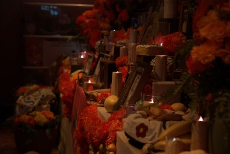 A replica of the ofrenda from the animated film "Coco" comes to life in Plaza de Coco, the new entertainment restaurant on the Disney Treasure.  (credit: National Geographic/Matt Perez)