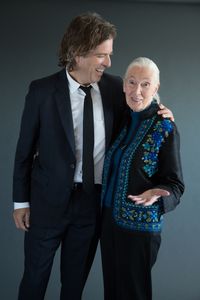 Critically acclaimed filmmaker Brett Morgen and conservation icon Dr. Jane Goodall.
  (photo credit: National Geographic/Stewart Volland)