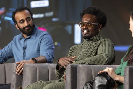 2024 TCA WINTER PRESS TOUR - Anand Varma and Campbell Addy from the “Photographer” panel at the National Geographic presentation during the 2024 TCA Winter Press Tour at the Langham Huntington on February 8, 2024 in Pasadena, California. (National Geographic/PictureGroup)