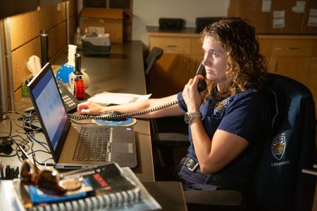 Stephanie Bourgeois, Crime Scene Technician, Apache Junction PD, makes calls to investigate the possible whereabouts of the relatives of Jane Doe. (National Geographic/Tom Beard)