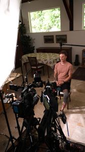 Johnny Collinson gets ready for his interview.  (National Geographic/Elena Gaby)
