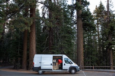 Alex Honnold cleaning his van in Yosemite National Park, CA. (National Geographic/Jimmy Chin)