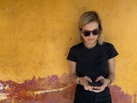 Mariana van Zeller stands for a portrait in Accra, Ghana. (National Geographic/Daniel Hollis Diamond)