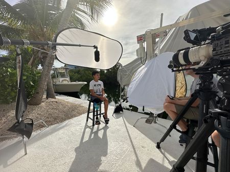 BTS of Jameson Reeder Jr being interviewed by the crew. (National Geographic/Martin Cass)