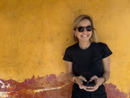 Mariana van Zeller stands for a portrait in Accra, Ghana. (National Geographic/Daniel Hollis Diamond)