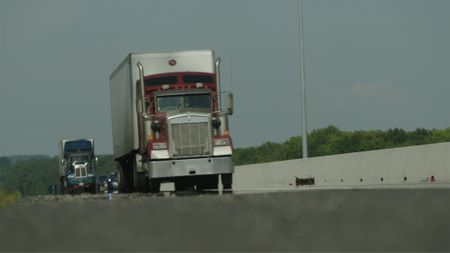 Long haul trucks on the I-20, the road where Jane Doe's body was discovered in 1985. (National Geographic/Will Francome)