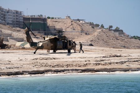 Gordon Ramsay boards a Jordanian Military helicopter. (National Geographic/Justin Mandel)