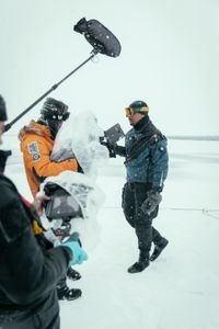 Will Smith and crew in the North Pole during production of Pole to Pole with Will Smith. (credit: National Geographic/Freddie Claire)