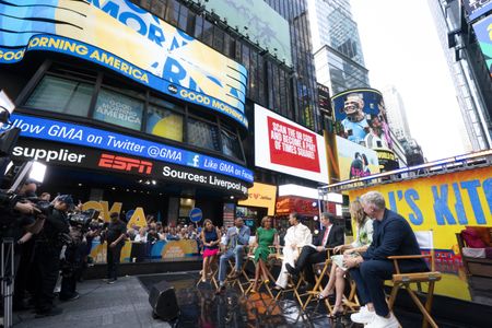 GINGER ZEE, MICHAEL STRAHAN, ROBIN ROBERTS, ALICIA KEYS, GEORGE STEPHANOPOULOS, LARA SPENCER, SAM CHAMPION
