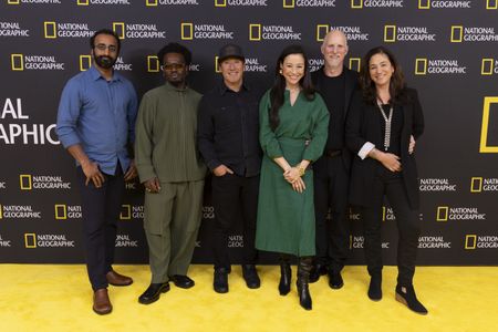2024 TCA WINTER PRESS TOUR - Anand Varma, Campbell Addy, Jimmy Chin, Chai Vasarhelyi, Paul Nicklen, and Cristina Costantini from the “Photographer” panel at the National Geographic presentation during the 2024 TCA Winter Press Tour at the Langham Huntington on February 8, 2024 in Pasadena, California. (National Geographic/PictureGroup)