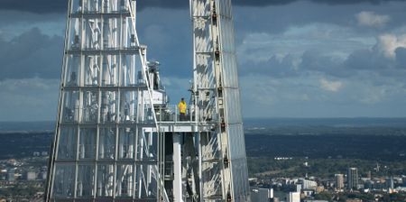 Antoni Porowski stands atop the Shard in London. (National Geographic)