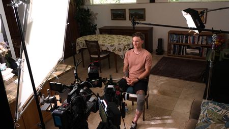 Johnny Collinson gets ready for his interview. (National Geographic/Elena Gaby)