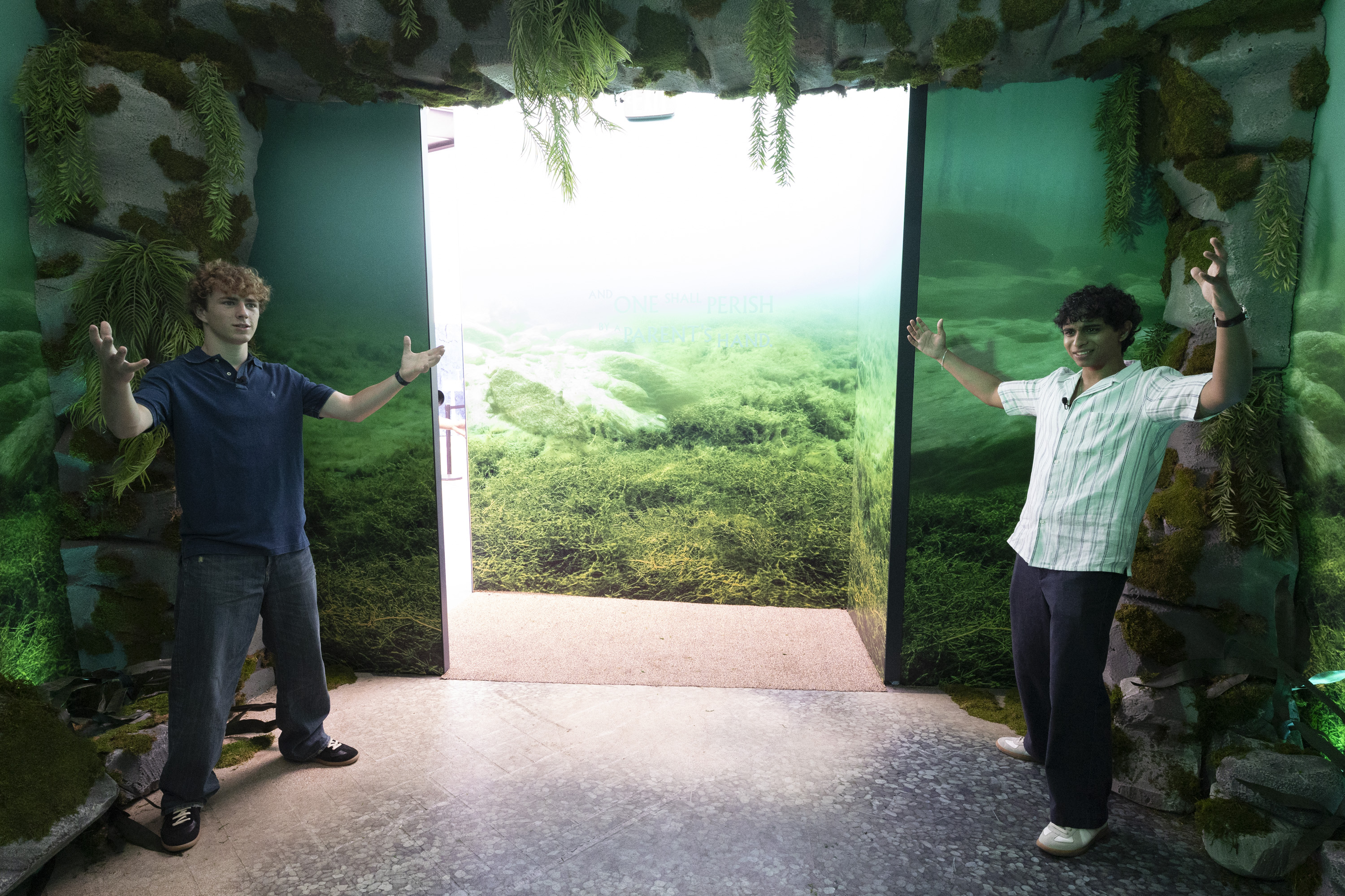 Walker Scobell and Aryan Simhadri together at Percy Jackson Comic-Con 2026 activation