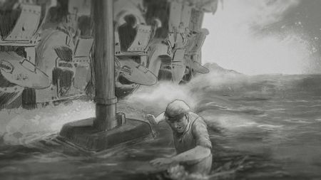 An illustration of the boiler room flooding on the Titanic. (Credit: National Geographic)