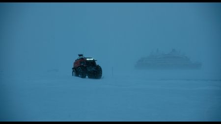 La Commandant Charcoat's All Terrain Vehicle is deployed onto the Arctic Ice. (credit: National Geographic)