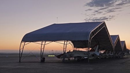 T-45s under their covers on a foggy morning in Meridian. (Credit: National Geographic/Lyndsi Gutierrez)