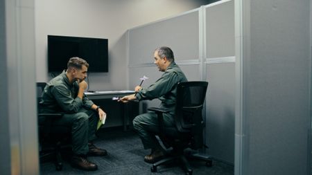 Student 1st Lt Chuck Kent learns the basics of dog fighting. (Credit: National Geographic)
