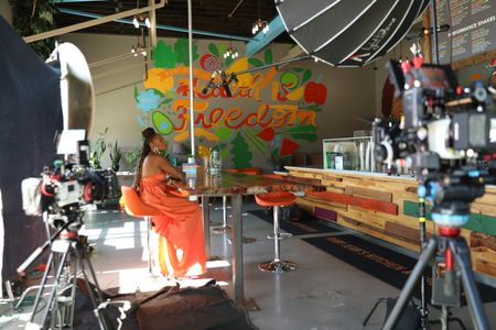BLACK TRAVEL ACROSS AMERICA - There is a lot that goes into preparing for the Ruby Jean's interview with owner Chris Goode and Martinique Lewis. (National Geographic for Disney/Victoria Donfor)