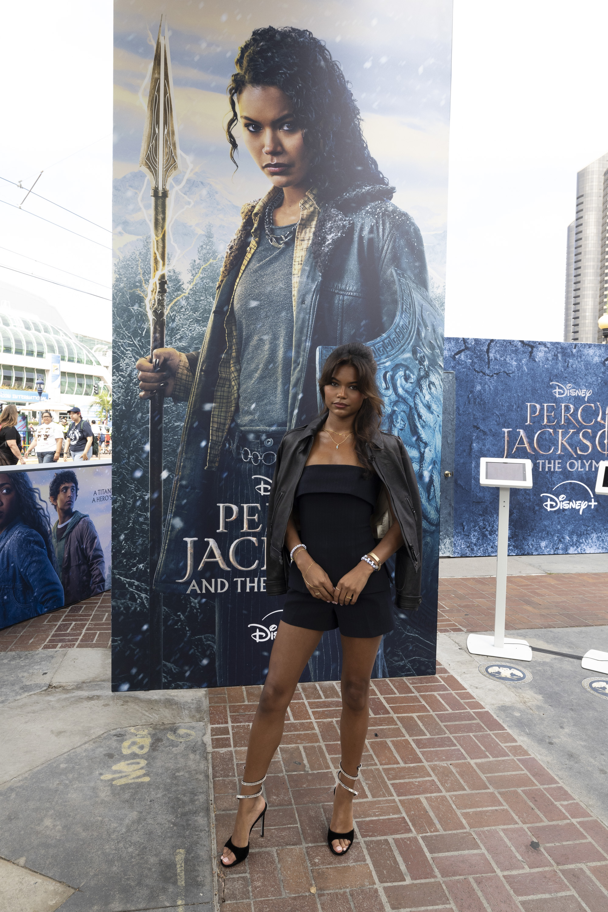 Tamara Smart posing at Percy Jackson and the Olympians Comic-Con 2026 activation