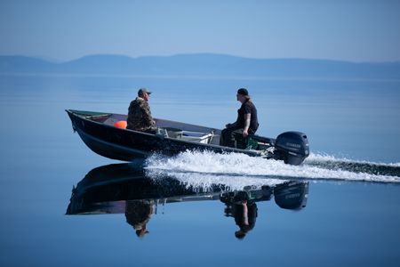 Sam Carlson and David Squibb go halibut fishing. (National Geographic/Wayne Moss)