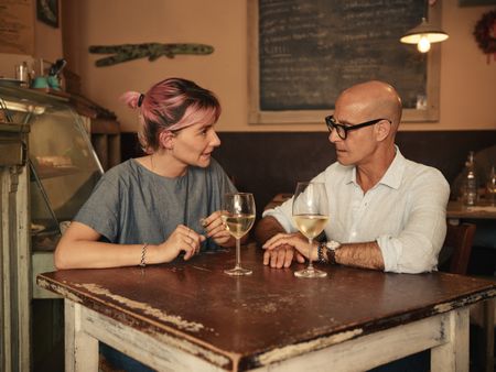 Chef and owner Matilde Pettini opened Dalla Lola in 2021 and discusses their dishes with Stanley.  Matildeìs idea is to revive long forgotten peasant recipes, that to her, represent true Florentine cuisine. (credit: National Geographic/Matt Holyoak)