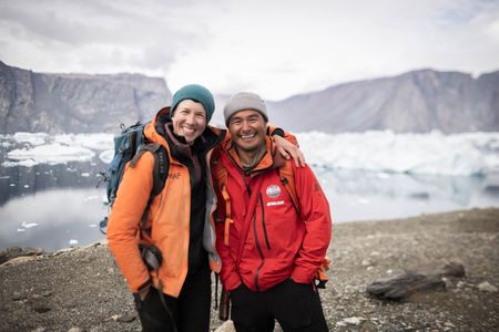 Dr. Heidi Sevestre and Adam Kjeldsen at Harbour Camp.  (photo credit: National Geographic/Pablo Durana)