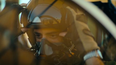 Student 1st LT Austin Claggett prepares for his bombing dry run. (Credit: National Geographic)