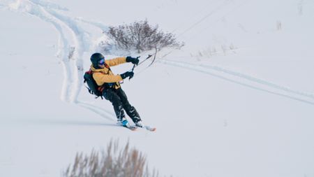 Sarah McNair Landry kite-skis.  (photo credit: National Geographic/Ross Mcdonnell)
