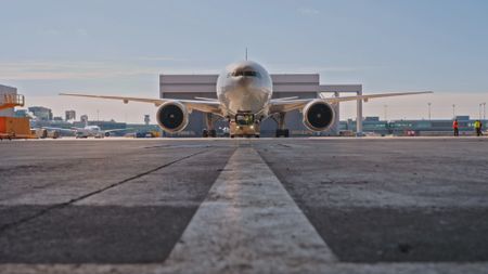A Boeing 787 Dreamliner arrives at the Air Canada Maintenance Hangar for repairs. (Arrow International Media Ltd & Cantina Media)