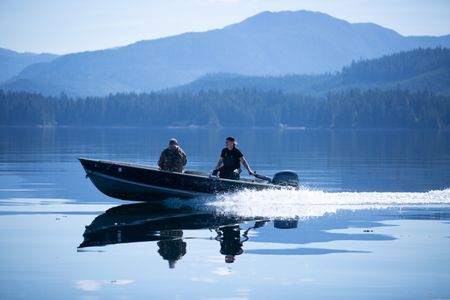 Sam Carlson and David Squibb go halibut fishing. (National Geographic/Wayne Moss)