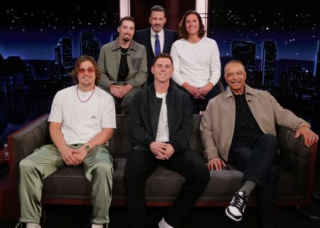 TOP: BLAKE SNELL, JIMMY KIMMEL, TYLER GLASNOWBOTTOM: ENRIQUE HERNÁNDEZ, WILL SMITH, DAVE ROBERTS