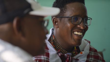 Nelson Ole Reiyia laughs during an interview. (National Geographic)