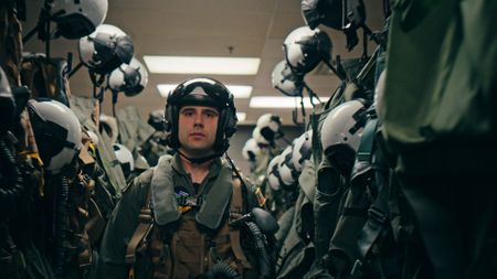 Student LTJG Marcus Figueroa in the paraloft. (Credit: National Geographic)