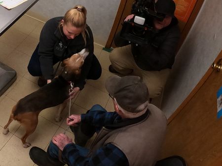 Reda, the Mountain Cur, is keeping Dr. Nicole busy with not just dental work, she's getting a pedicure too. (National Geographic/Bobby Falcon-Hart)
