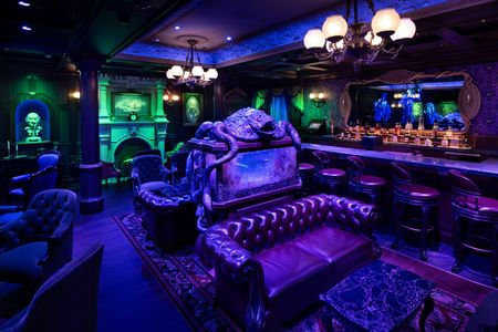 Aboard the Disney Treasure, the Haunted Mansion Parlor honors more than five decades of fandom and introduces the world to the next chapter of the Haunted Mansion saga. Guests will enjoy spooktacular, specialty cocktails themed to the classic Disney Parks attraction and its inhabitants, as well as a variety of Haunted Mansion details from around the world. (Disney/Kent Phillips)