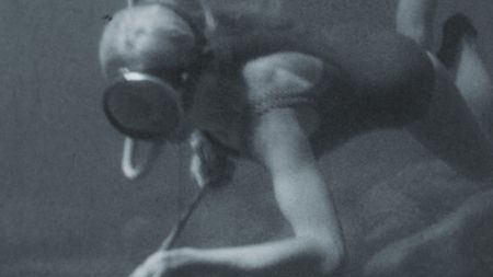 Valerie Taylor underwater with scuba gear, 1962. (photo credit: Ron & Valerie Taylor)