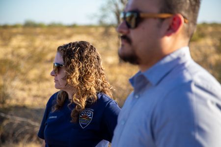 Stephanie Bourgeois, Crime Scene Technician, Apache Junction PD, and Alec Wimberly, Apache Junction PD. (National Geographic/Tom Beard)