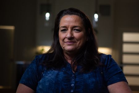 Melissa Webster is pictured in close-up portrait during the production of National Geographic's Oklahoma City Bombing: One Day In America. Webster is one of the first medics on the scene, helping numerous survivors in the immediate aftermath of the bombing. On April 19, 1995, America experienced the deadliest domestic terror attack in its history. Thirty years later, this series tells the story of that day told only by those who lived through it – the people of Oklahoma. (National Geographic/Brandon Widener)