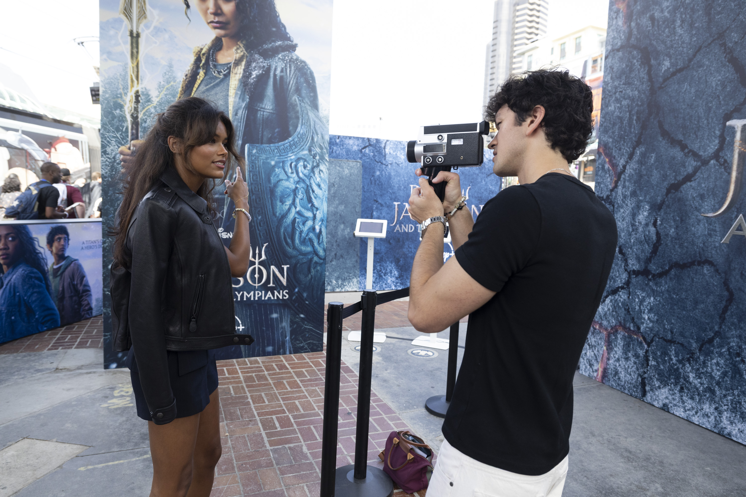 Tamara Smart and Charlie Bushnell posing together at Percy Jackson Comic-Con 2026