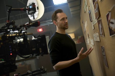 Host and Executive Producer Tom Hiddleston is filmed in studio, behind-the-scenes of Pompeii: Out of Time with Tom Hiddleston. (National Geographic/Christian Black)