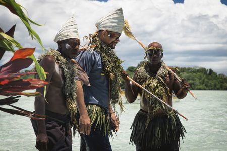 Will Smith takes part in an ancient ceremony that signifies an old reef area that is closed until the fish return. (credit: National Geographic/Freddie Claire)