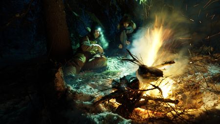 Ricko DeWilde and his daughter, Skarlett enjoy a meal together in the wilderness. (BBC Studios Reality Productions, LLC/Jensen Walker)
