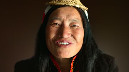 Aum Passang, looks into the camera during her interview. (credit: National Geographic)