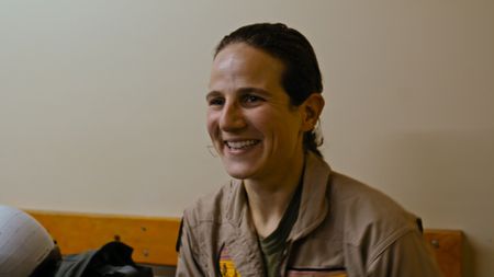 Student Capt. Steph Harris after her first test. (Credit: National Geographic)