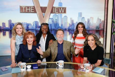 SARA HAINES, JOY BEHAR, WHOOPI GOLDBERG, ARNOLD SCHWARZENEGGER, ALYSSA FARAH GRIFFIN, SUNNY HOSTIN
