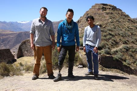 Cusco, Peru - Thomas Hardy, Albert Lin and Adan Choqque Arce at Wat'a in Peru. (National Geographic)