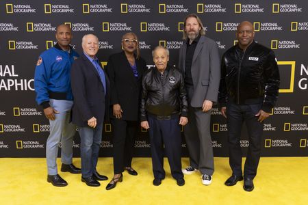 2024 TCA WINTER PRESS TOUR  - Victor Glover, Frank Marshall, Lisa Cortés, Ed Dwight, Diego Hurtado de Mendoza, and Leland Melvin from the “The Space Race” panel at the National Geographic presentation during the 2024 TCA Winter Press Tour at the Langham Huntington on February 8, 2024 in Pasadena, California. (National Geographic/PictureGroup)