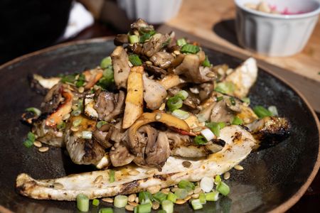 NC - Gordon Ramsay's mushroom dish during the final cook in the Smoky Mountains of North Carolina. (Credit: National Geographic/Justin Mandel)
