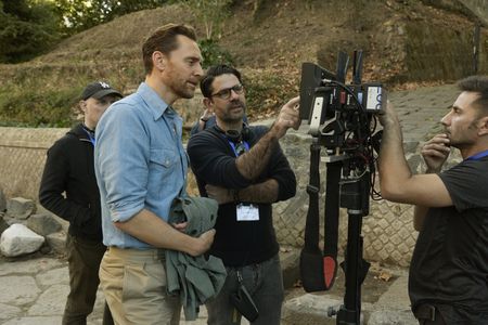 Tom Hiddleston, Host and Executive Producer, and Tom Barbor-Might, Director, Showrunner and Executive Producer, behind-the-scenes of Pompeii: Out of Time with Tom Hiddleston. (National Geographic/Paolo Verzone)
